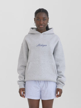 Michigan Script Hoodie Sport Gray