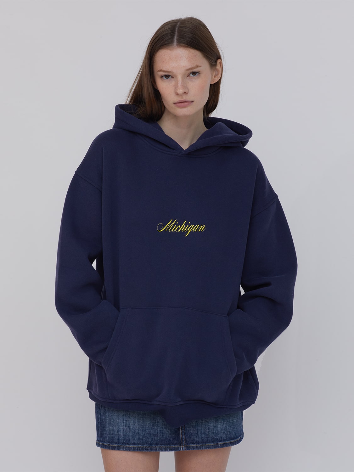 Women's Michigan Script Hoodie - Heavyweight Cotton Blend