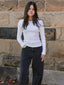 white ribbed long sleeve t-shirt one dna