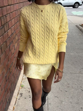 yellow cable knit sweater one dna