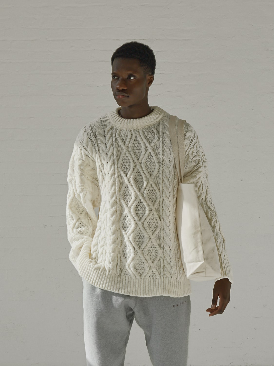 OFF: Oversized Cable Knit Sweater Off-White – One DNA
