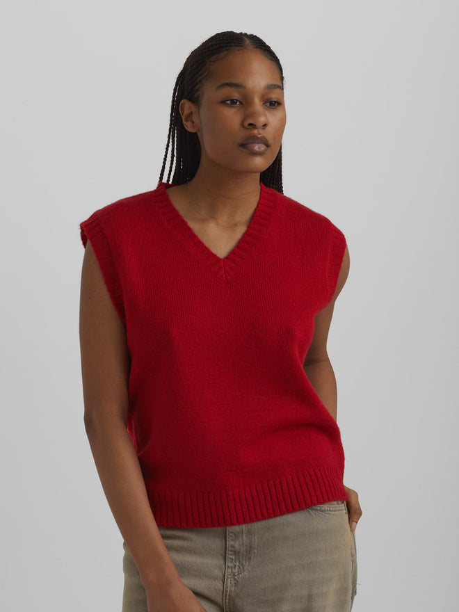PRE-ORDER: Mohair Sweater Vest Cherry Red