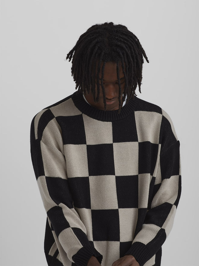 Checkerboard Sweater Black