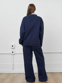 Michigan Script Mockneck Sweatshirt in Navy