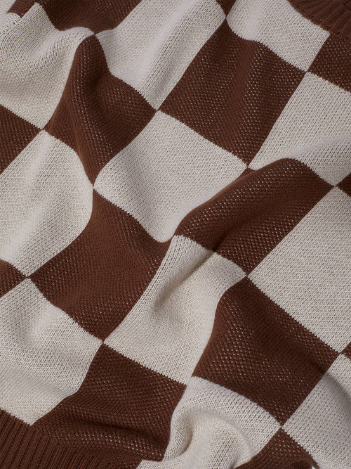 Checkerboard Sweater Brown