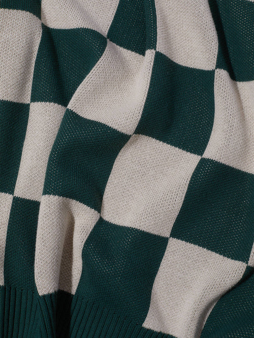 Checkerboard Sweater Green