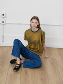 Jacob T-Shirt in Navy & Yellow Stripe