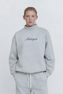 Michigan Script - Heavyweight Mock Neck Sweatshirt - Heather Gray