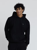 Earth Logo Hoodie - 100% Cotton French Terry Sweatshirt - Black