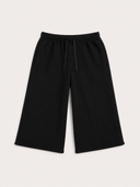 Wide-Leg Capri Sweatpants in Black