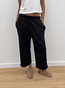 Cut-Off Sweatpant Shorts in Black