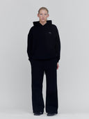 Earth Logo Hoodie - 100% Cotton French Terry Sweatshirt - Black