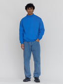 Premium Heavyweight Mock Neck Sweatshirt - Jersey Fleece in Electric Blue