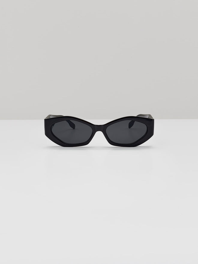angular hexagonal black sunglasses