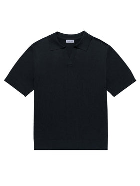 black mens knitted polo one dna