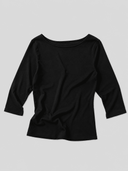 Three-Quarter Sleeve Boatneck Top Black