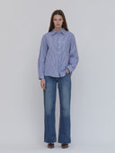 blue and white candy striped poplin shirt