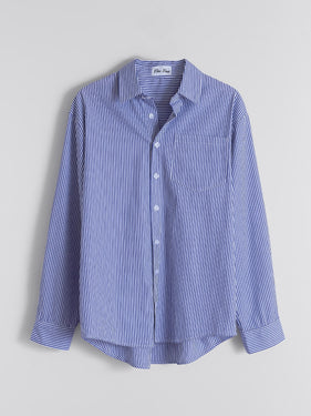 blue and white striped poplin shirt ONE DNA