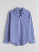 blue and white striped cotton shirt by ONE DNA