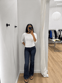 Three-Quarter Sleeve Boatneck Top White