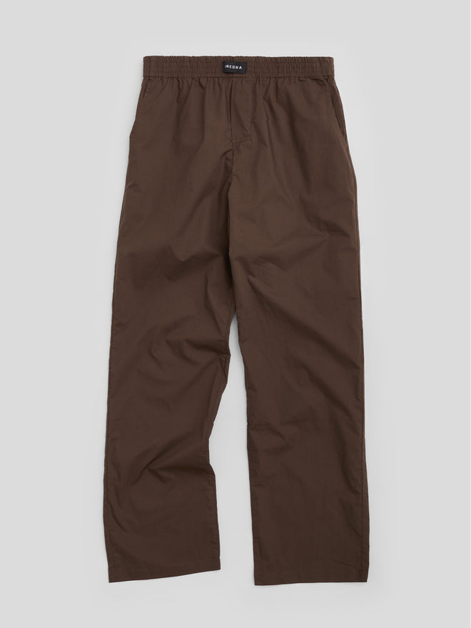 brown elastic waist pant