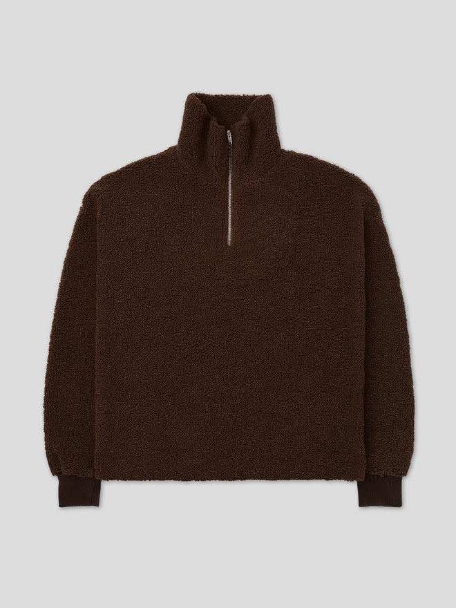 brown sherpa fleece pullover one dna
