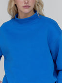 Premium Heavyweight Mock Neck Sweatshirt - Jersey Fleece in Electric Blue