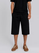 Cut-Off Sweatpant Shorts in Black