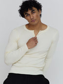 Ribbed Henley Cream