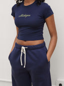 Michigan Script Baby T in Navy/Yellow