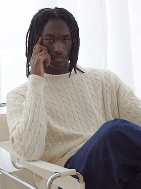 cream cable knit sweater one dna