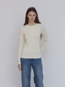 cream rib knit henley one dna