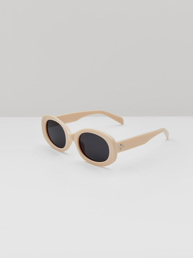 cream sunglasses with thick frame