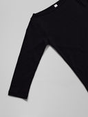 Three-Quarter Sleeve Boatneck Top Black