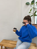 electric blue mockneck sweatshirt one dna