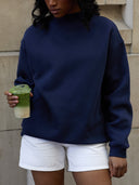 Mock Neck Sweatshirt in Navy - Core