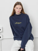 Michigan Script Mockneck Sweatshirt in Navy