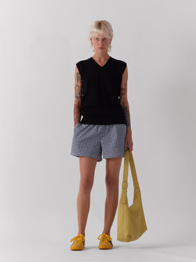 gingham boxer shorts black knitted vest one dna