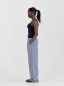 Poplin Lounge Pants in Navy & White Gingham - 100% Cotton