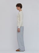 Rib Knit Henley Cream