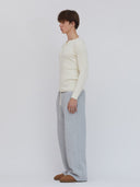 Rib Knit Henley Cream