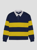 long sleeve rugby polo shirt blue and yellow