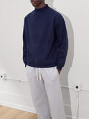 Mock Neck Sweatshirt in Navy - Core