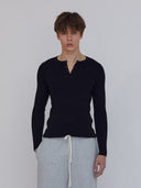 men's black ribbed henley one dna