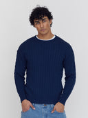 men's cotton cable knit sweater navy one dna brand