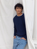 men's cotton cable knit sweater navy one dna brand