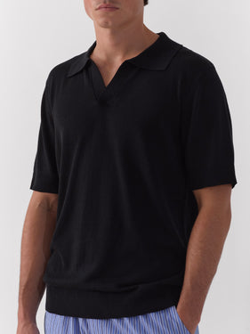 mens open collar knitted polo one dna