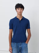 Men's Three-Button Knitted Polo in Navy ONE DNA