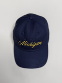 Michigan Script Dad Hat in Navy/Yellow