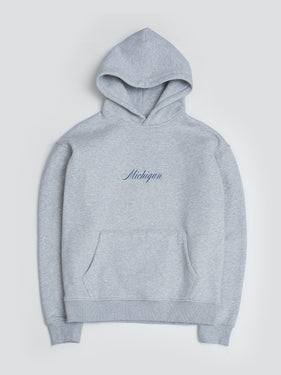 Michigan script hoodie in sport gray by one dna